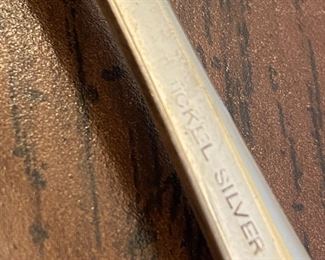 Nickel silver MCM utensil set for 12 placesettings with several serving pieces