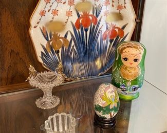 Russian nesting, doll, and handpainted Asian porcelain