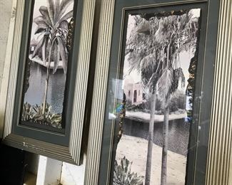 Pair of matching palm tree art
