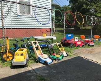 Push toys, hola hoops, and more outdoor items