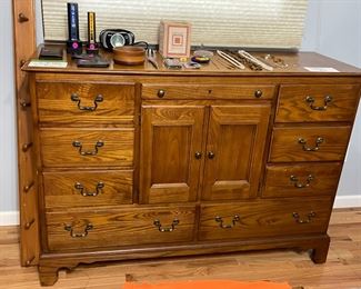 Dresser with mirror and bedside table
