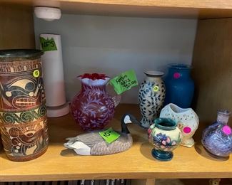 Assorted vases and glassware