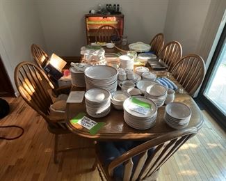 Oak dining table with 8 chairs