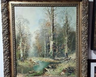 Oil Painting, signed, by a World War German soldier. 39" x 36" large