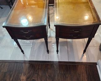 Antique End Tables glass tops. 