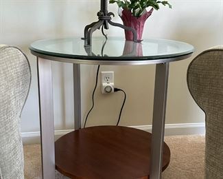 Metal/Wood/Glass Side Table 