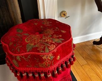 Red ottoman with matching blanket/comforter