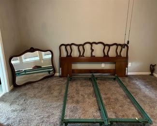 King size headboard with frame and matching mirror