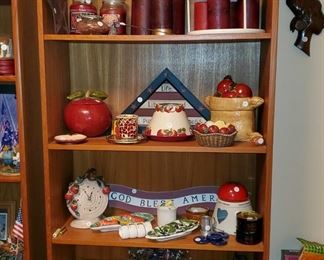 Americana items and candles and apple decor 