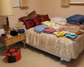 Night Stand with lamp
Full size bed and frame