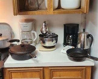 Coffee makers mixer and various kitchen pots