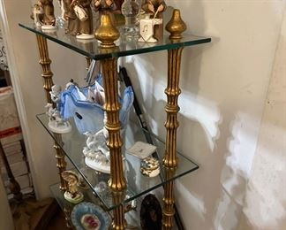 Italian wood and Cristal shelves