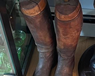 Antique leather jockey boots with expanders