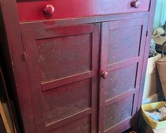 Antique Red Pie Safe