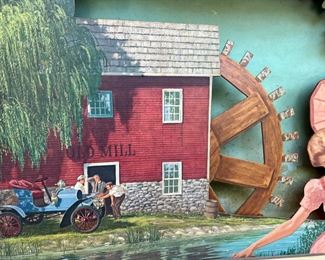 Pabst Blue Ribbon Motorized Shadow Box Advertising - wheel spins - light works!