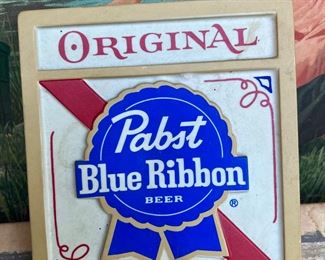 Pabst Blue Ribbon Motorized Shadow Box Advertising - wheel spins - light works!