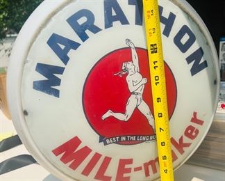 Marathon Original Gas & Oil Advertising 16” globe - one sided milk glass