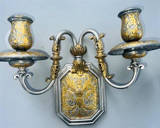 Set (4) Matching E F Caldwell & Co. Gothic/Tudor Wall Lights Sconces