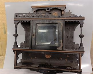 Furniture, and old chairs, wall shelves etc,