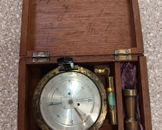 Surveyors compass, telescopes, microscope, scales, etc.