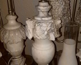 Carved Marble Lamps and vases
