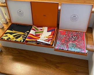 Several Hermes Scarves