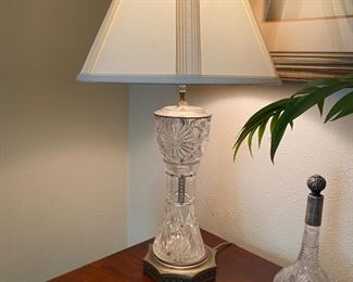Three American brilliant cut crystal lamps fashioned from converted vases