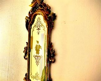 Beautiful intaglio carved Venetian mirror with Pulcinella figure