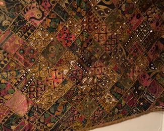 Pair antique Indian Kantha saree quilts 