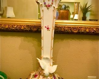 Pair of huge French porcelain trumpet vases 