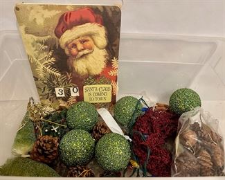 Large Bin Of Christmas Ornaments, Dolls, Wreaths & More, Some Vintage
Lot #: 168