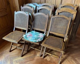 13 Vintage Caned Solid Wood Folding Chairs, Some With Cushions
Lot #: 78