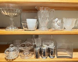 Over 20 Crysta, Glass & Metal Pedestal Bowls, Pitchers, Vases, Bowls & More, Some Vintage
Lot #: 156