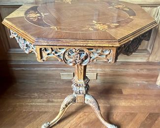 Vintage Ornate Carved Wood Inlay Side Table
Lot #: 35