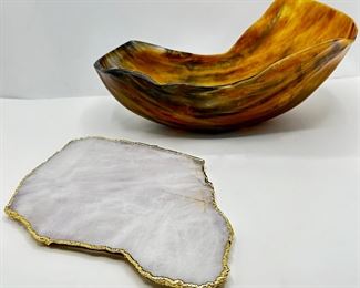 Organic Horn Bowl & New White Agate Tray By Anthropologie
Lot #: 139