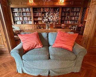 Slipcovered Loveseat With 2 Pillows, Matches Lot 62
Lot #: 90