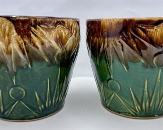 2 Vintage Robinson Ransbottom Majolica Jardiniere Sun & Moon Planter Pots
Lot #: 17
