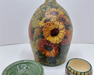 Hand Painted Bottle, Wade Elizabeth II Coronation Plate 1953 & Ardmore Studio Small Bowl
Lot #: 20