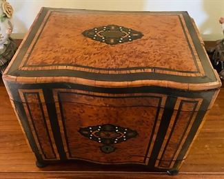 $650 French liquor box Tantalus complete 13Wx9 1/2Dx10 1/2T									