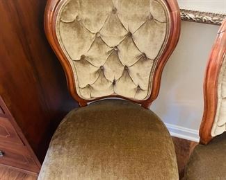 $95 	
Pair of green velvet chairs (on broken foot)	
