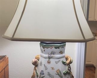 $180 
Pair of lamps pottery with floral fruits 30""H"	