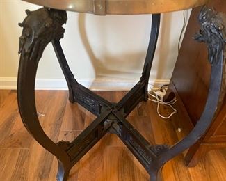 $375 	
Brass tray round side dragon legs 29T x 22D