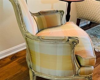$200 	
French style armchair silk upholstery	