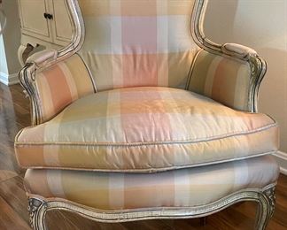 $200 	
French style armchair silk upholstery	