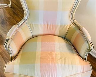 $200 	
French style armchair silk upholstery	
