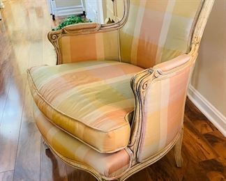 $200 	
French style armchair silk upholstery	
