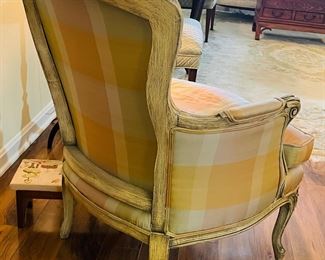 $200 	
French style armchair silk upholstery	