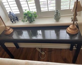 $150 	
Drexel lacquer console 									