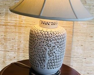 $80 	
Blanc de Chine lamp 31x30		