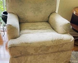 $300 	
Pair of light grey & light blue flower chairs 36x36									